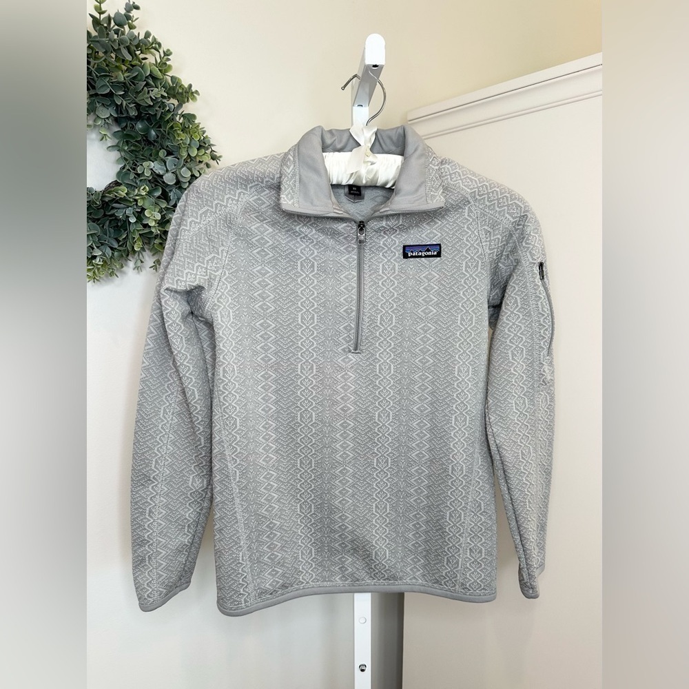 Patagonia Women’s Better Sweater 1/4 Zip Frozen Jacquard in Salt Gray Size XS